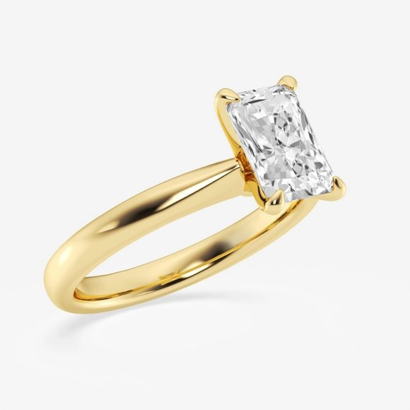 1 1/2 ctw Radiant Lab Grown Diamond Petite Solitaire Engagement Ring - Picture 4 of 6